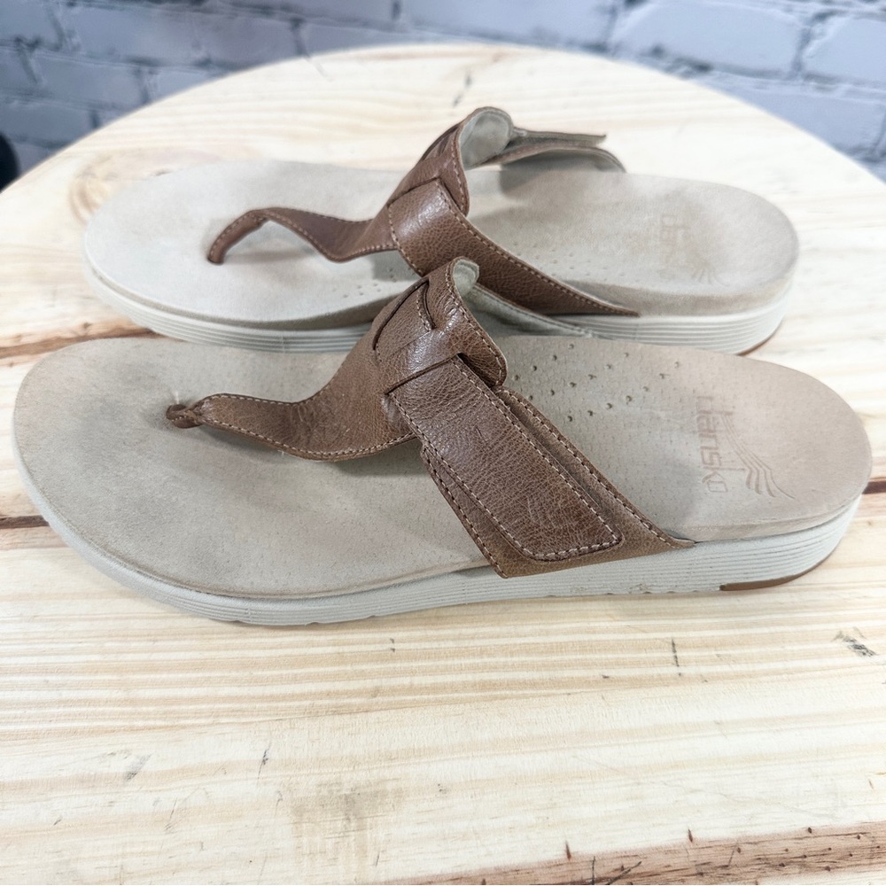 Dansko CeCe Brown Burnished Calf Leather T Strap Sandals Size 40 9.5-10 Open Toe - Picture 4 of 10